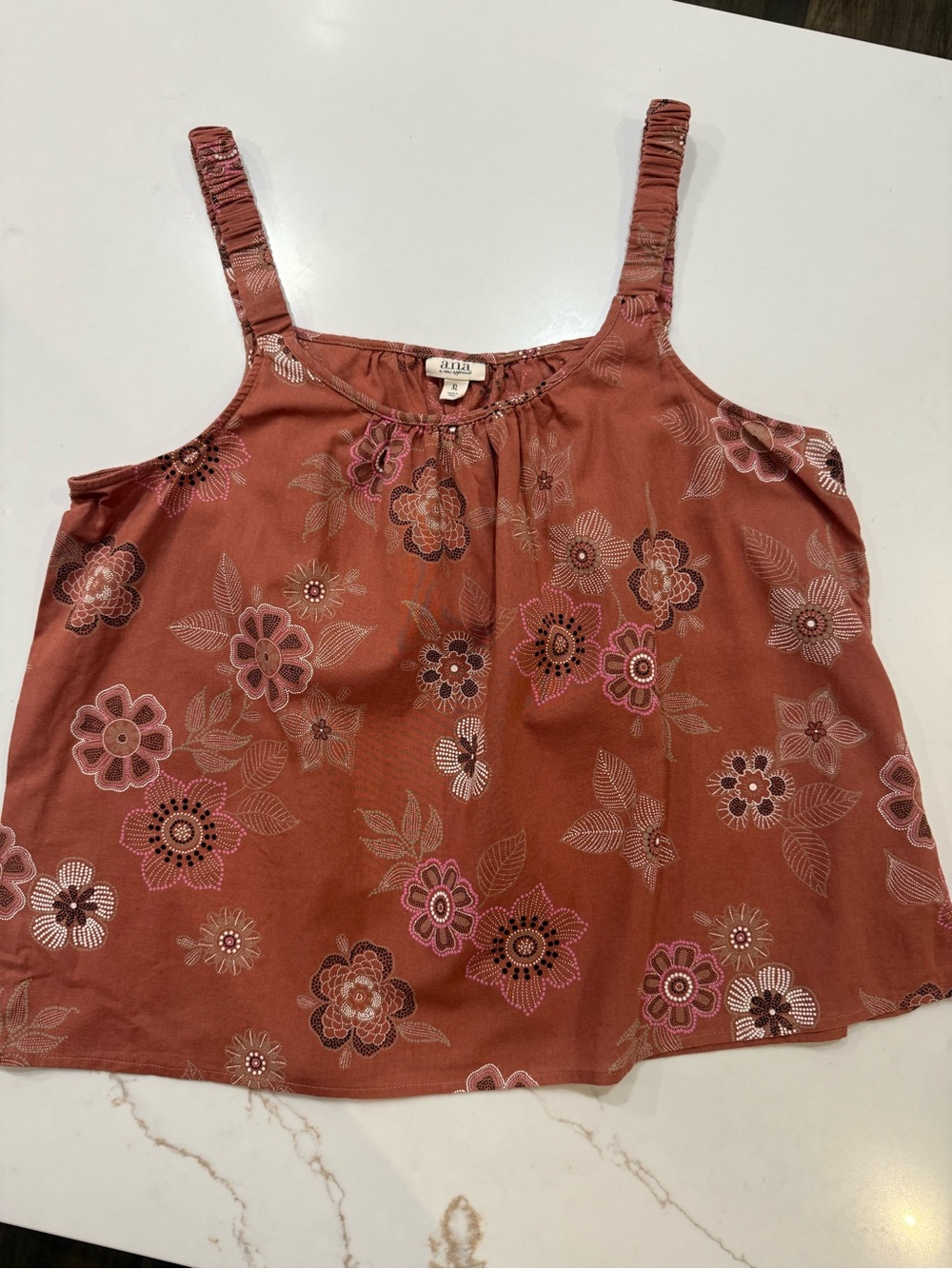 Rust Floral Tank Top